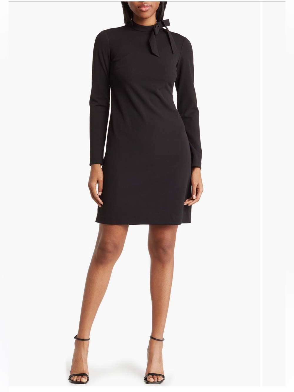 Calvin Klein Tie Neck Long Sleeve Sheath Dress
